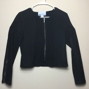 Bar III Front Row Black Zip Blazer Jacket